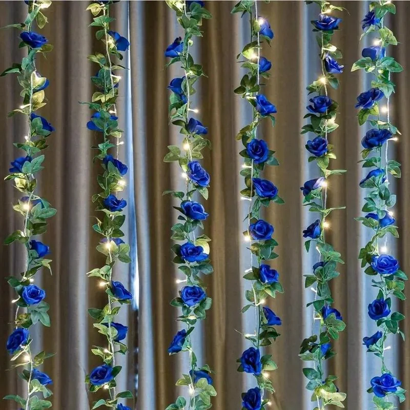 3er-Set künstliche Rosengirlande (Weingirlande-Hängemodus), gefertigt aus hochwertiger Seide. Diese künstlichen Blumen eignen sich perfekt für Außen- und Innenhochzeiten, Wanddekorationen und weitere Anlässe