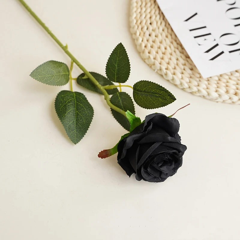 12 Dunkelrote Kunst-Rosen 50cm - Langstielige Brautsträuße für Hochzeit & Heiratsantrag