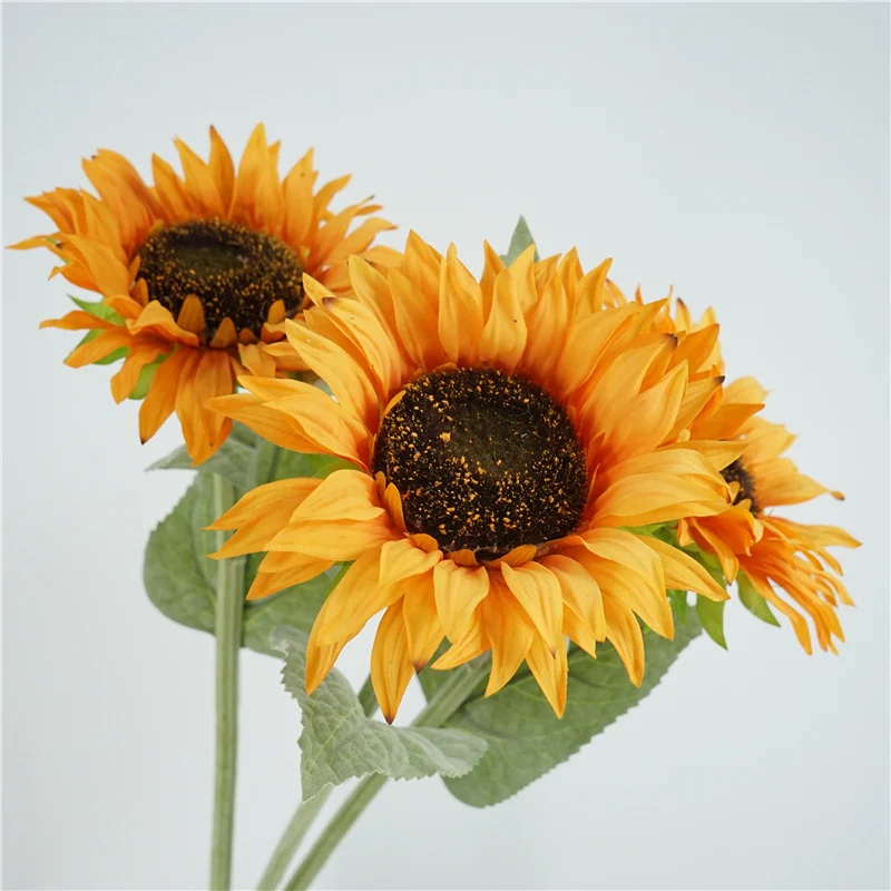 60cm künstliche Sonnenblumen mit realistischem feuchtem Griffgefühl