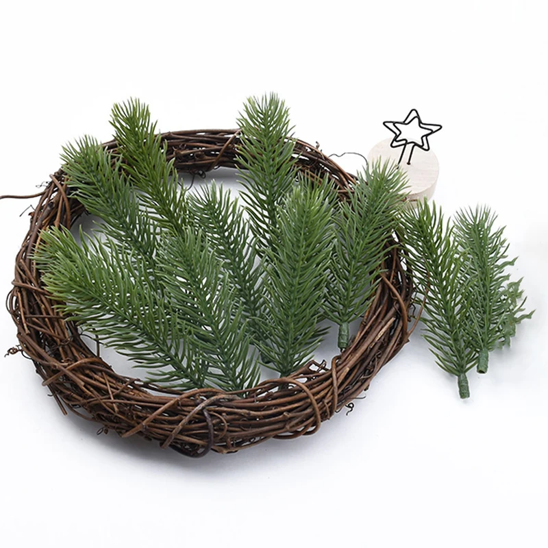 10 cm lang 60 Stück künstliche Tannenzweige Adventskranz-Deko