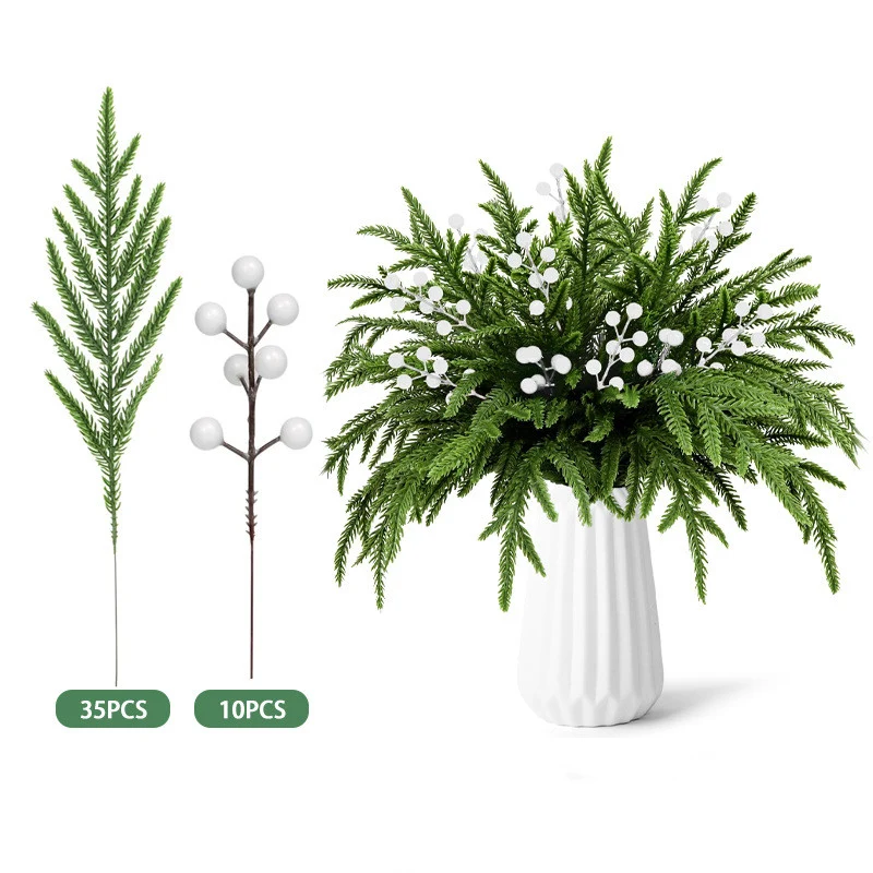 Künstliche Rote Beerenstängel & Weihnachts-Tannennadeln – DIY-Deko für Weihnachtsgirlanden, Kränze & Blumenarrangement