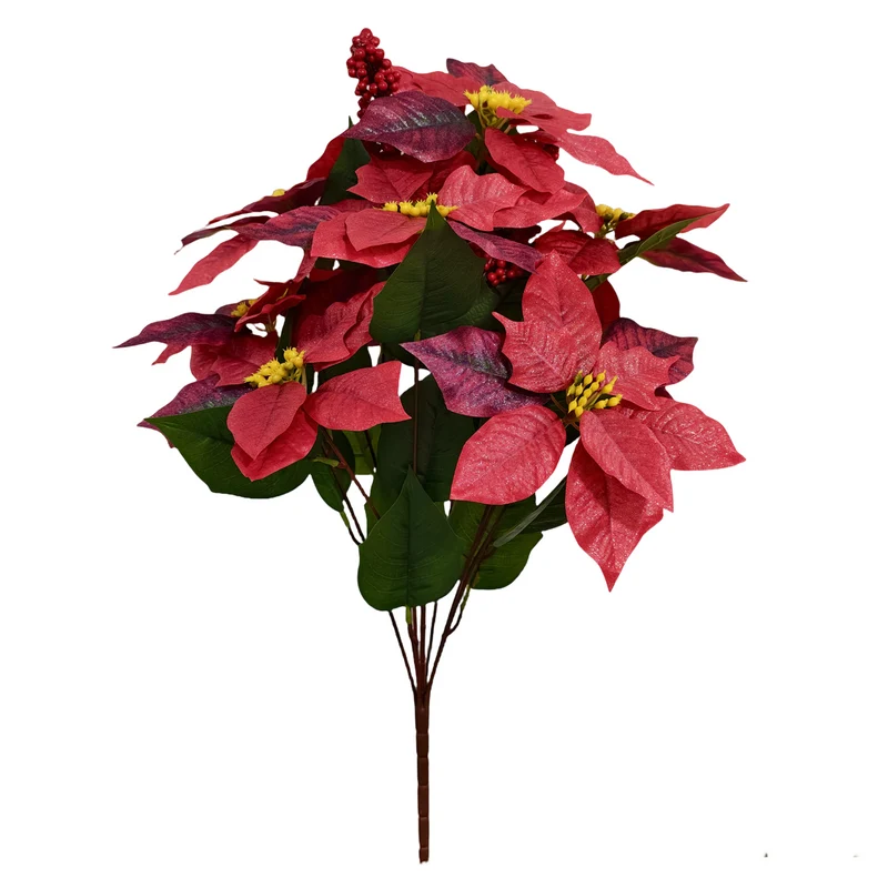 65 cm Große Künstliche Glitzer-Retro-Poinsettie – Weihnachtsdekoration