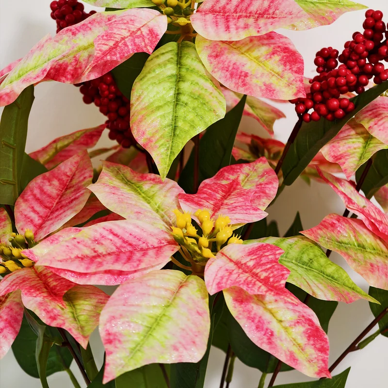 65 cm Große Künstliche Glitzer-Retro-Poinsettie – Weihnachtsdekoration