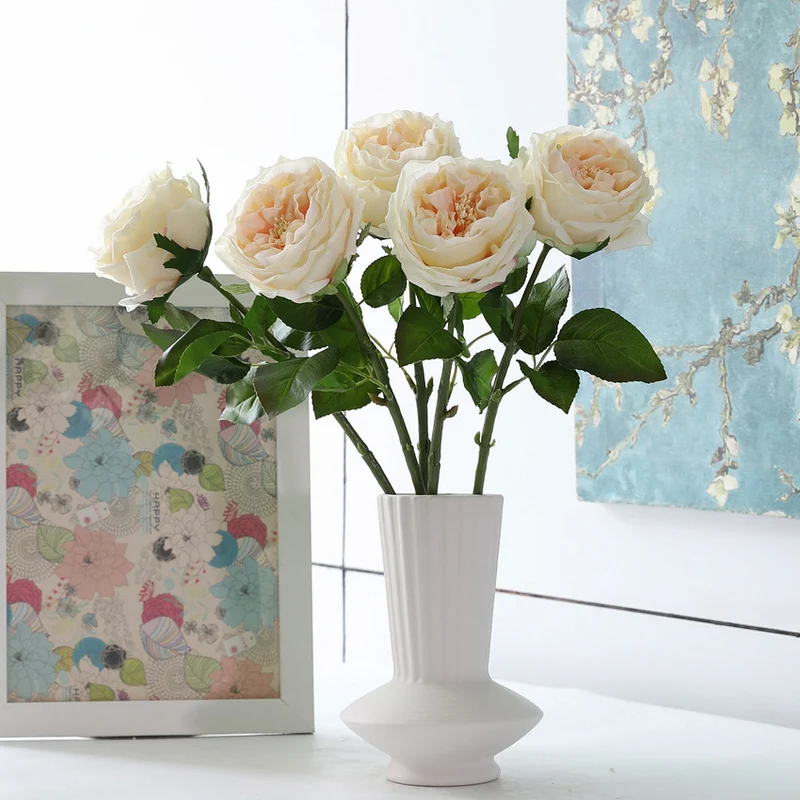 Künstliche Rosen mit Realistischem Griff & Feuchtem Finish - 44 cm Stiele mit Ästen, Blumen Dekoration, Wohnaccessoires, Dauerhafte Blumen Arrangement