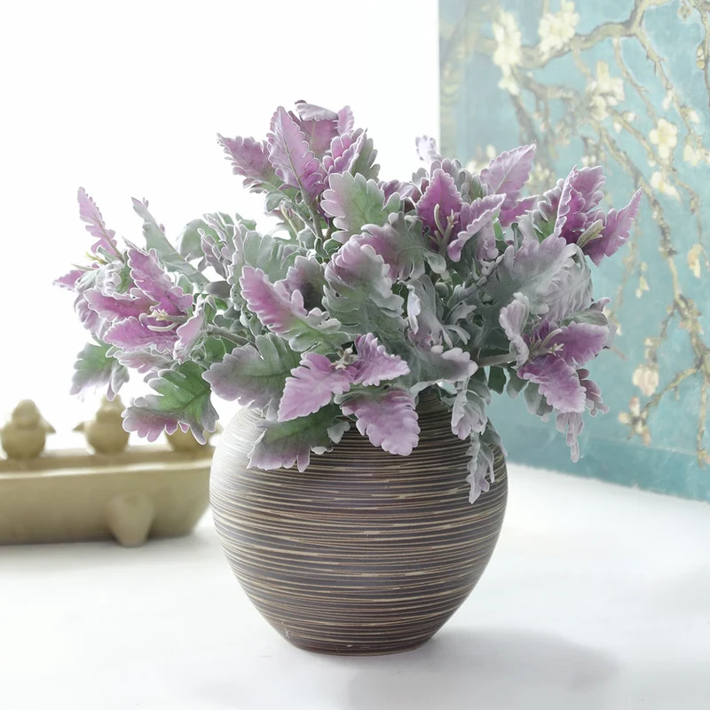 38cm Kunstblumen Silberblatt-Gänsefuß (Lamb's Ear)- Realistische Faserblumen Pflanze für Dekoration