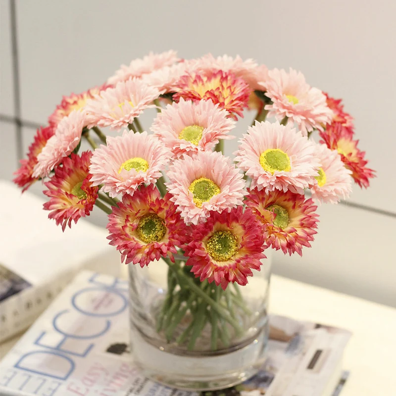 10 Stück 20cm Kunstblumen Afrikadaisy Stängel Gerbera Bouquet Frühling - Blumenarrangements für Tischdekoration