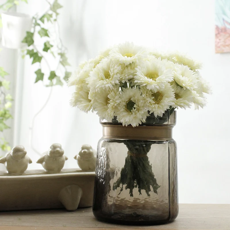 10 Stück 20cm Kunstblumen Afrikadaisy Stängel Gerbera Bouquet Frühling - Blumenarrangements für Tischdekoration