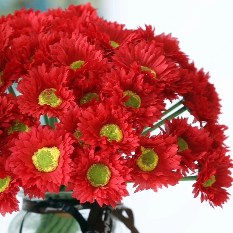 10 Stück 20cm Kunstblumen Afrikadaisy Stängel Gerbera Bouquet Frühling - Blumenarrangements für Tischdekoration
