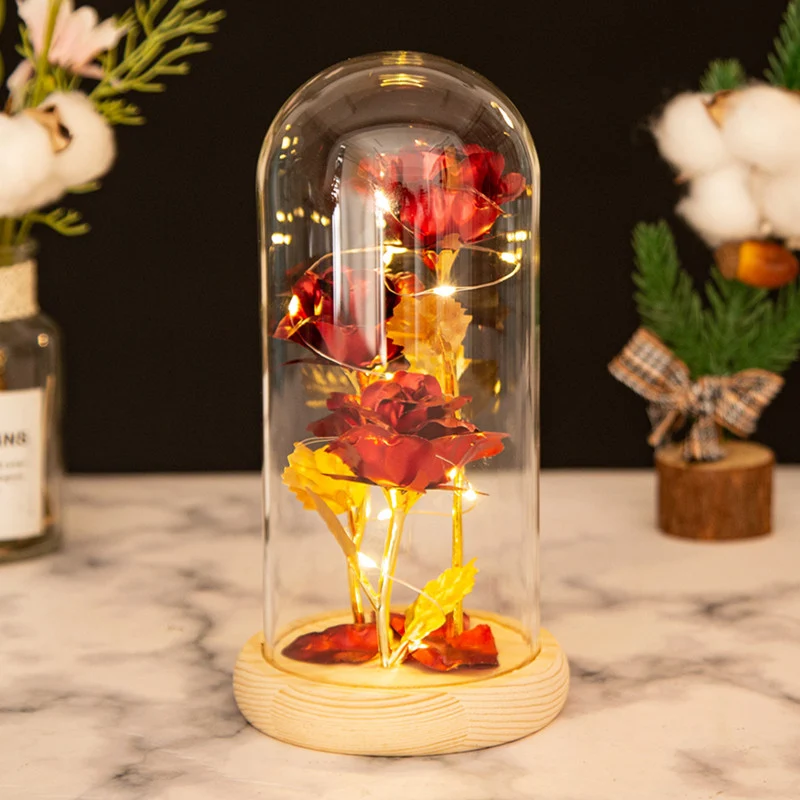 Ewige Rose für Frauen, Ewige Rose im Glas Überraschung für Mama, Die Schöne und das Biest Roses, Hochzeitstag Überraschung für Frauen, Rote Galaxie Rosen für Sie, Freundin