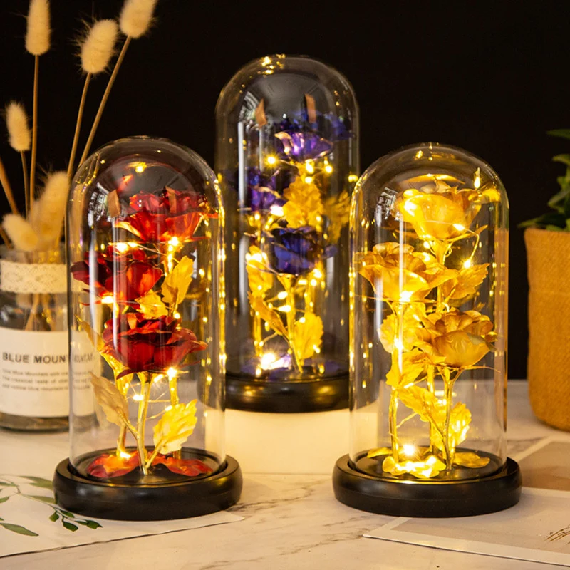 Ewige Rose für Frauen, Ewige Rose im Glas Überraschung für Mama, Die Schöne und das Biest Roses, Hochzeitstag Überraschung für Frauen, Rote Galaxie Rosen für Sie, Freundin