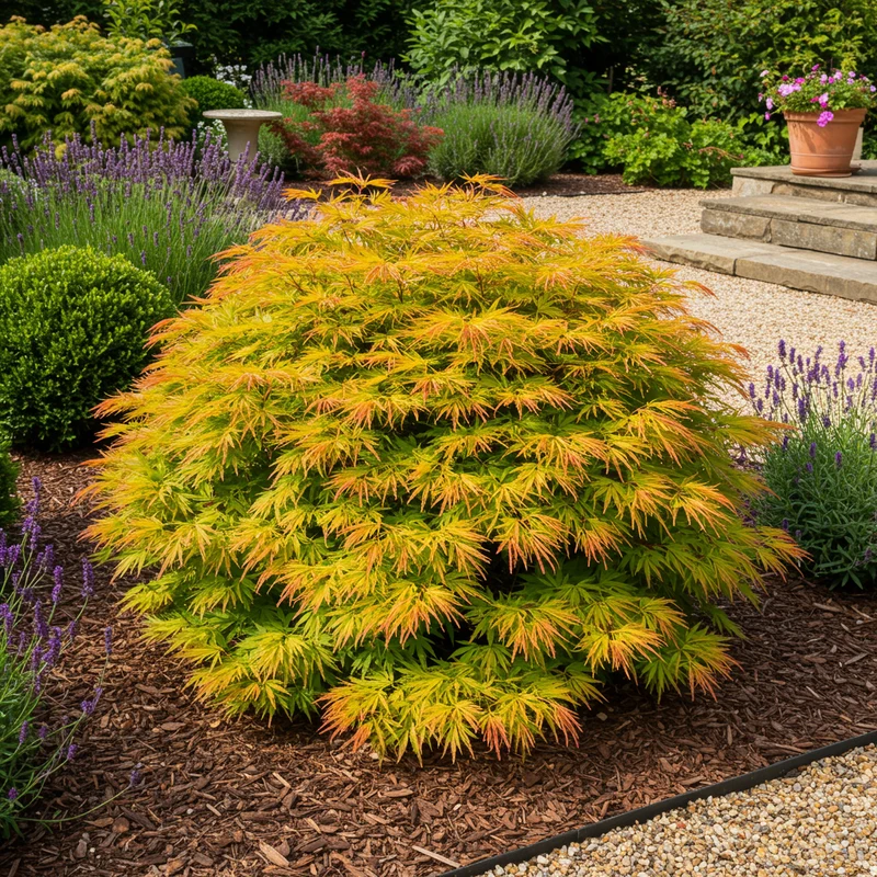 Japanischer Ahorn - Acer palmatum Summergold - Gelb - 2 Pflanzen - Laubabwerfend - Topf 19cm Höhe 70cm