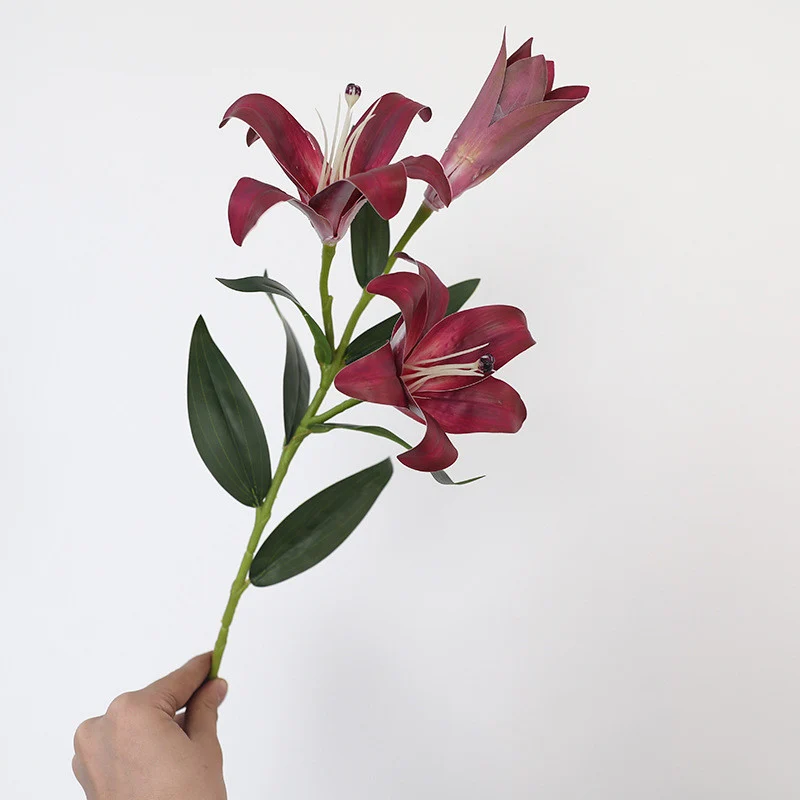 57 cm künstliche Tigerlilien mit echtem Touch – Blumenstrauß aus künstlichen Blumen, Tischzentren-Arrangements für Hochzeiten, zu Hause, Parties, Gärten und Büros als Dekoration