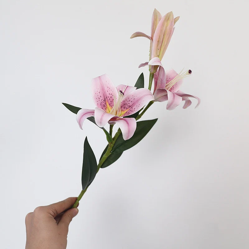 57 cm künstliche Tigerlilien mit echtem Touch – Blumenstrauß aus künstlichen Blumen, Tischzentren-Arrangements für Hochzeiten, zu Hause, Parties, Gärten und Büros als Dekoration