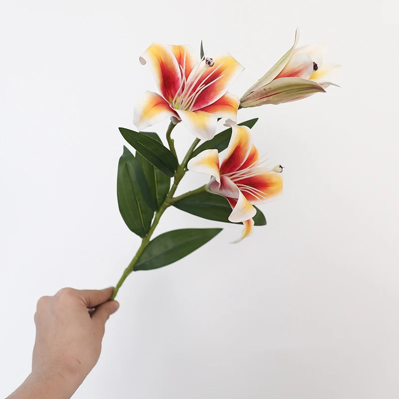57 cm künstliche Tigerlilien mit echtem Touch – Blumenstrauß aus künstlichen Blumen, Tischzentren-Arrangements für Hochzeiten, zu Hause, Parties, Gärten und Büros als Dekoration