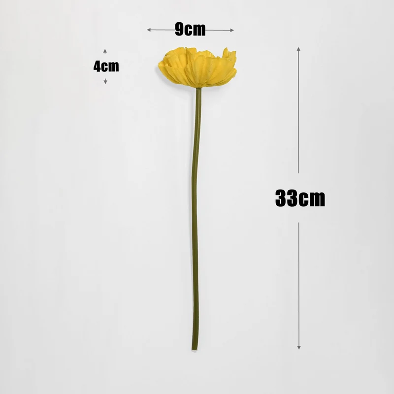 12 Stück 34 cm lange künstliche Mohnblumenstängel aus PU – mit echthaftem Touch