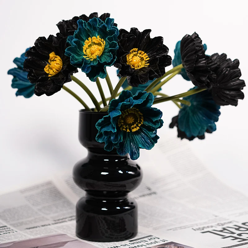 12 Stück 34 cm lange künstliche Mohnblumenstängel aus PU – mit echthaftem Touch