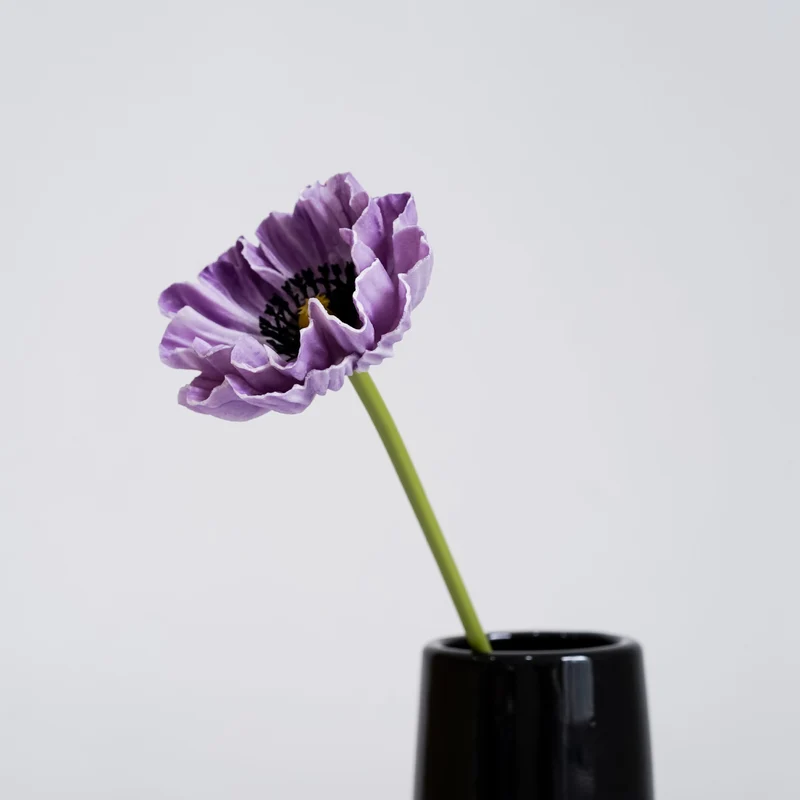 12 Stück 34 cm lange künstliche Mohnblumenstängel aus PU – mit echthaftem Touch