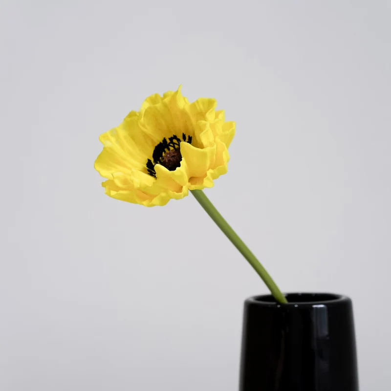12 Stück 34 cm lange künstliche Mohnblumenstängel aus PU – mit echthaftem Touch