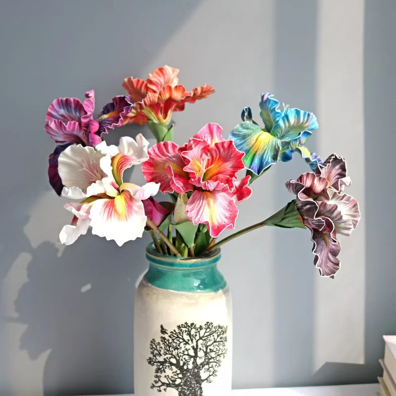 45 cm Künstliche Schwertlilien künstliche Iris – Ölmalerei-Schwertlilien und deutsche vintage Schwertlilien