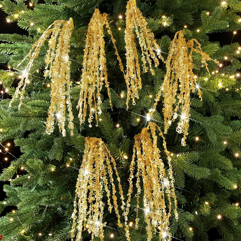 53 cm Glitzernde Weihnachtsbaum-Picks und -Sprays sowie Glitzer-Strasszweige