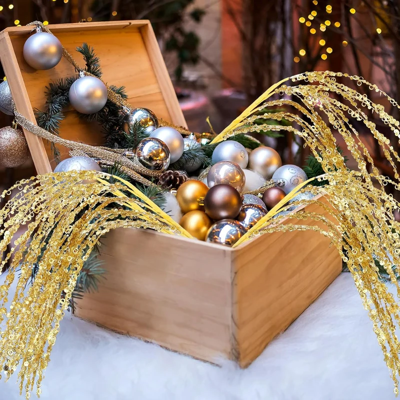 53 cm Glitzernde Weihnachtsbaum-Picks und -Sprays sowie Glitzer-Strasszweige