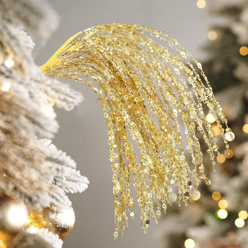 53 cm Glitzernde Weihnachtsbaum-Picks und -Sprays sowie Glitzer-Strasszweige