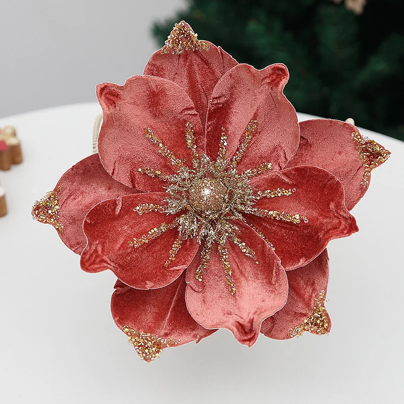 24 cm Premium Weihnachts-Christrose-Köpfe – Aus Samt