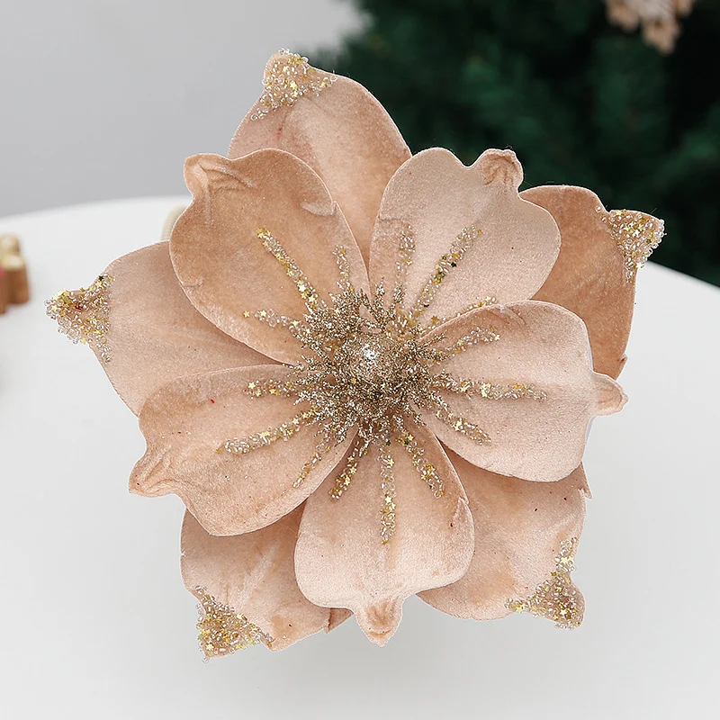 24 cm Premium Weihnachts-Christrose-Köpfe – Aus Samt