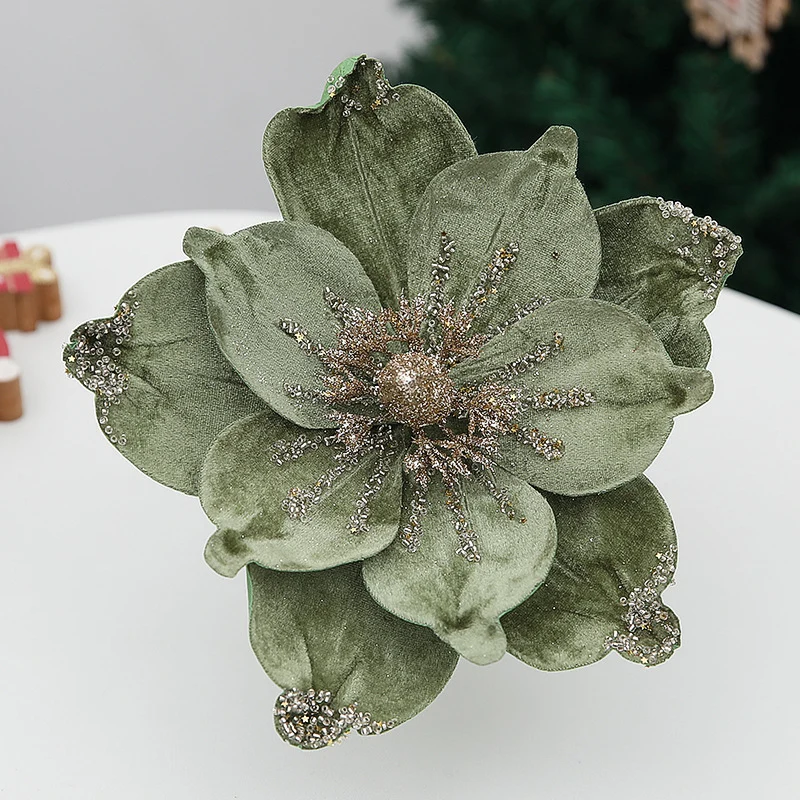 24 cm Premium Weihnachts-Christrose-Köpfe – Aus Samt