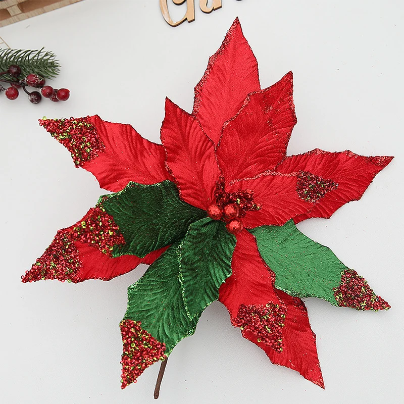 33 cm Weihnachts-Dekoblumen – Für Weihnachtsbaum