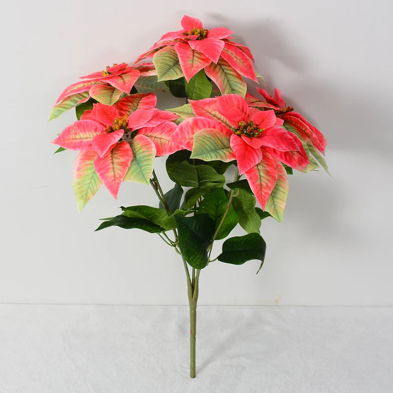 50 cm Premium Poinsettien-Bukett – Samt-Optik & Echtberührungsqualität