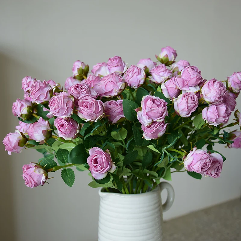 43 cm Lebensechte künstliche Mini-Rosen mit verbrannten Rändern: Heim- & Hochzeitsdekoration & DIY