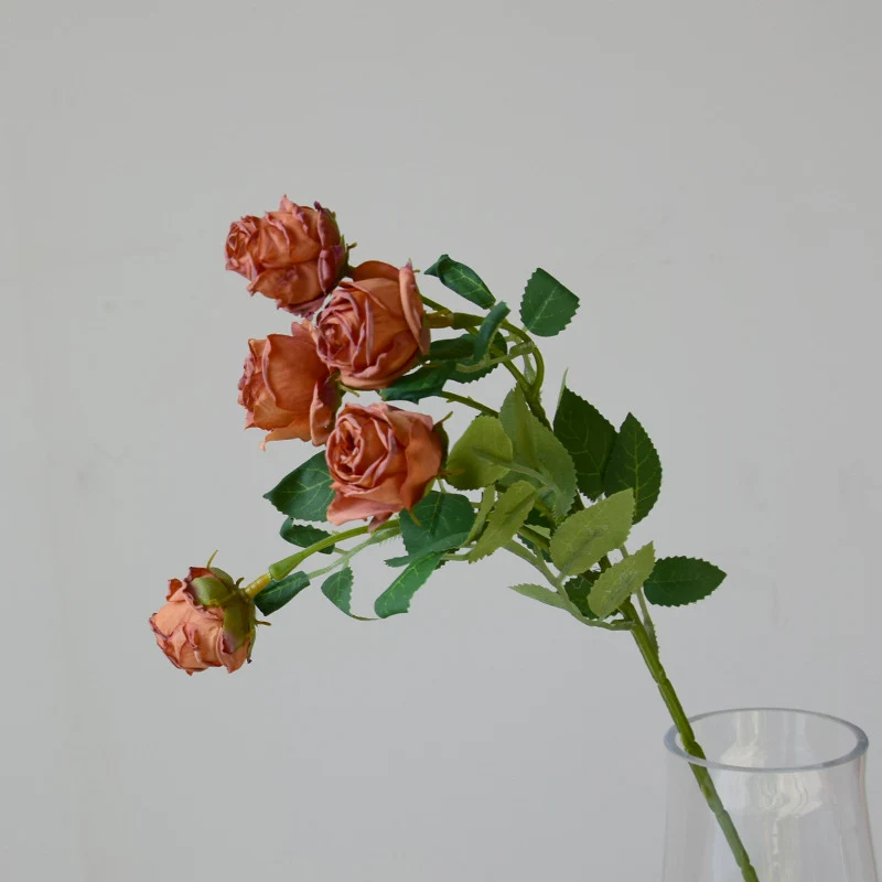 43 cm Lebensechte künstliche Mini-Rosen mit verbrannten Rändern: Heim- & Hochzeitsdekoration & DIY