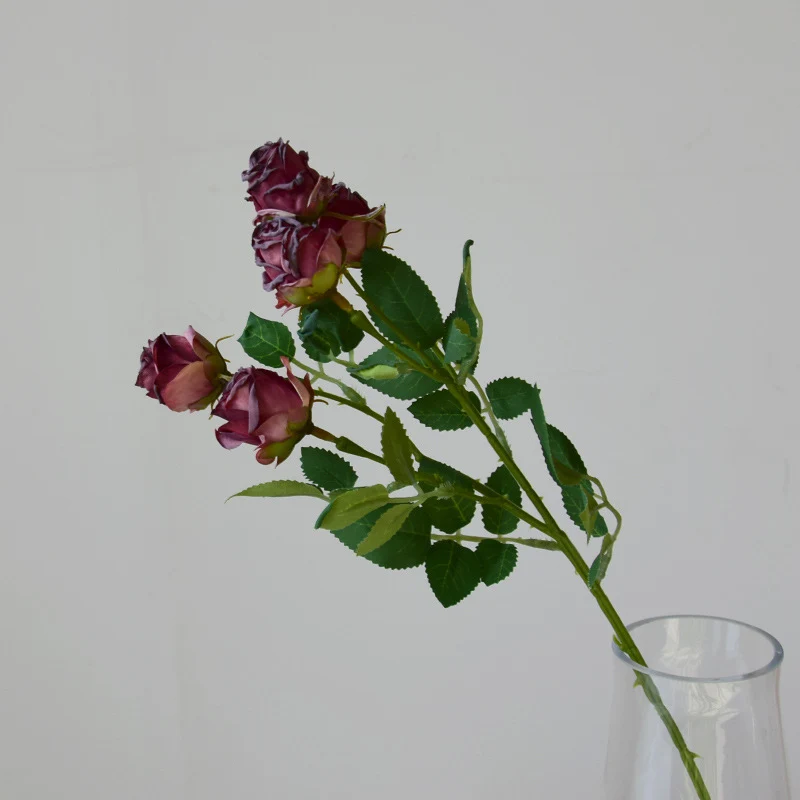 43 cm Lebensechte künstliche Mini-Rosen mit verbrannten Rändern: Heim- & Hochzeitsdekoration & DIY