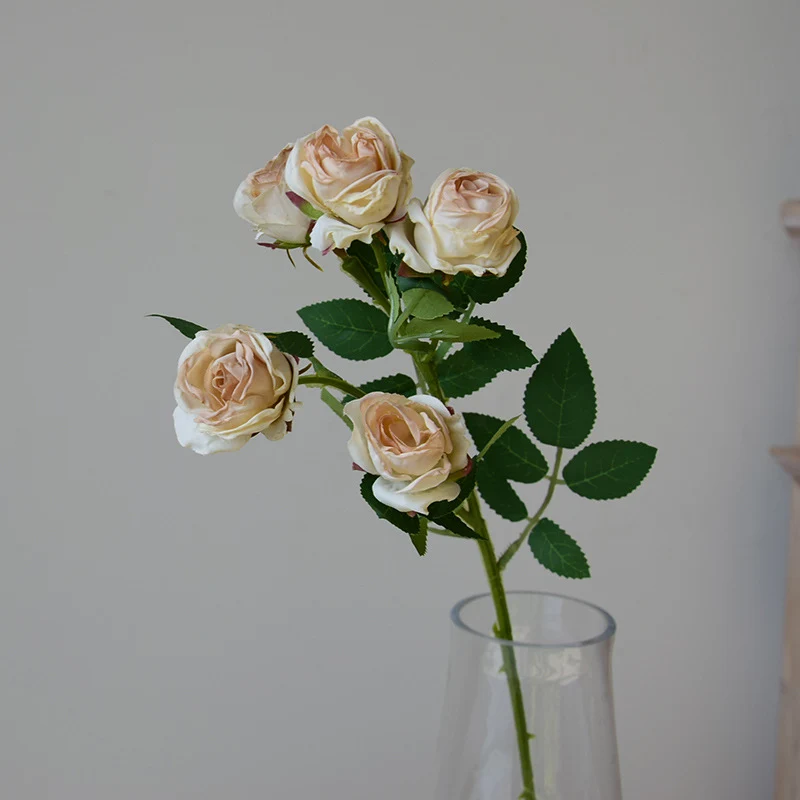 43 cm Lebensechte künstliche Mini-Rosen mit verbrannten Rändern: Heim- & Hochzeitsdekoration & DIY