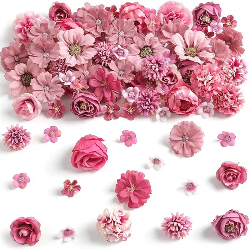 80 Stück Kunstblumen Zum Basteln, 2.5cm~5cm Blumen Deko Kunstblumen Blumenköpfe Können für Haarschmuck, Kleidung