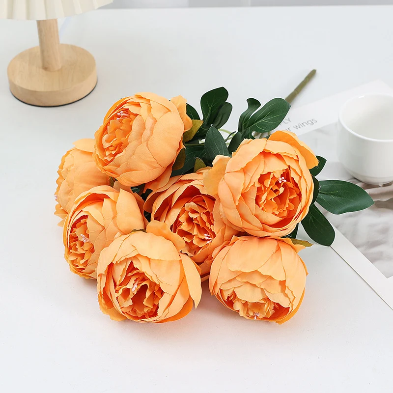 Großhandel 43 cm künstliche Pfingstrosen Busch-Bouquet– 7 Blüten pro Stängel