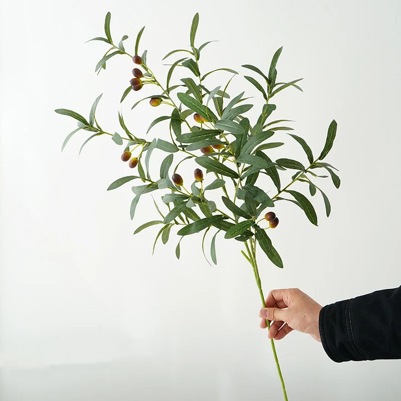 100 cm extra hohe künstliche Olivenzweige mit Früchten – Ideal für hohe Vasen & Home-Dekoration