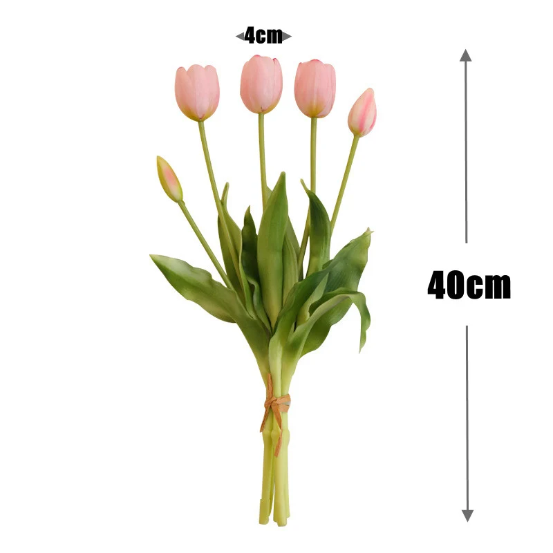 Künstlicher Tulpenstauß | 5 Stiele (3 Blüten + 2 Knospen) | Latex | UV-beständig | Frühjahrs- & Gartendeko | 9 Farben