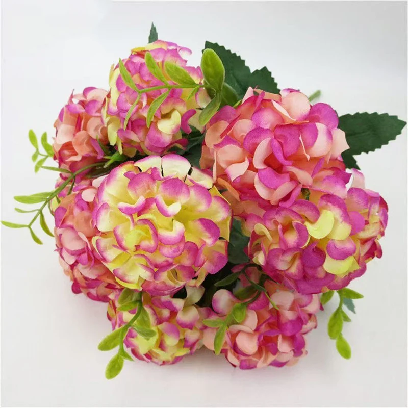 35 cm Künstliche Hortensienstrauß im Herbstton - Faux Flower-Bouquet Dekoration für zu Hause, Braut Hochzeit, Party