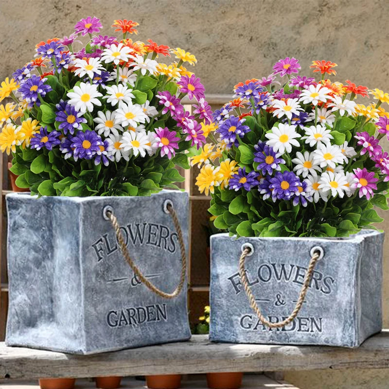 8 Bunde UV-beständige künstliche Chrysanthemen – Kunstblumen für Außen- und Innendekoration
