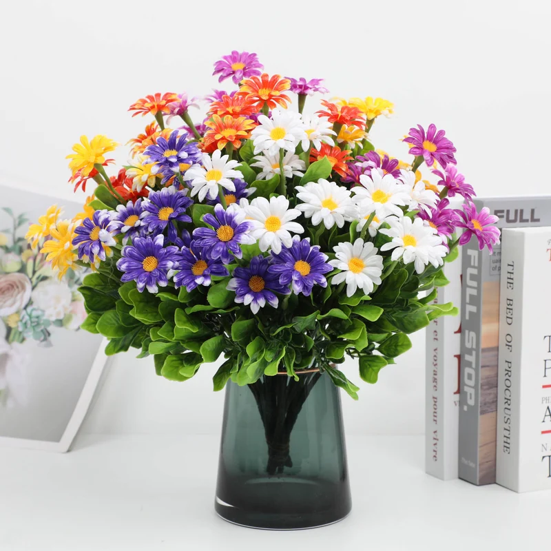 8 Bunde UV-beständige künstliche Chrysanthemen – Kunstblumen für Außen- und Innendekoration