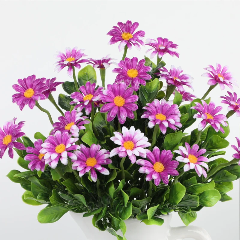 8 Bunde UV-beständige künstliche Chrysanthemen – Kunstblumen für Außen- und Innendekoration
