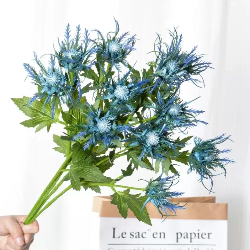 66 cm künstliche Eryngium-Blüten Rustikale Dekoration für Wohnzimmer & Garten