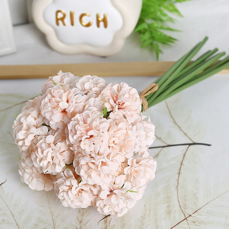 30 cm Künstliche Blüten 27 Blütenköpfe Ölmalerische Hydrangeen-Handstrauße