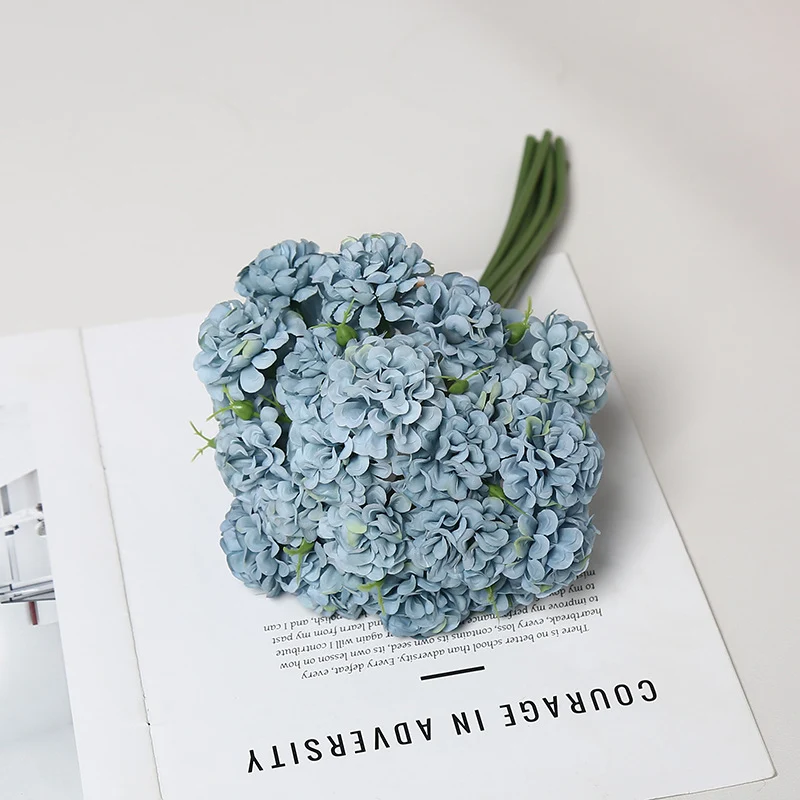 30 cm Künstliche Blüten 27 Blütenköpfe Ölmalerische Hydrangeen-Handstrauße