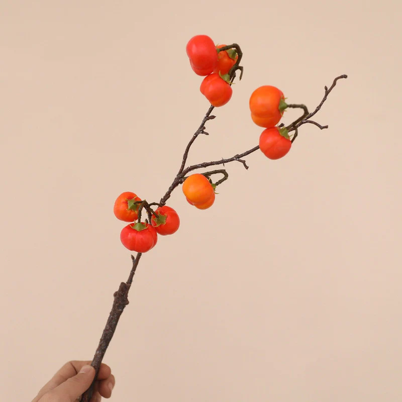 52 cm Künstliche Geld-Glücksbeeren & Mini-Kürbis Zweige - Herbstdeko für Tisch, Türkranz und Zuhause