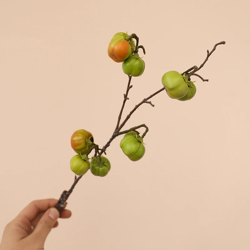 52 cm Künstliche Geld-Glücksbeeren & Mini-Kürbis Zweige - Herbstdeko für Tisch, Türkranz und Zuhause