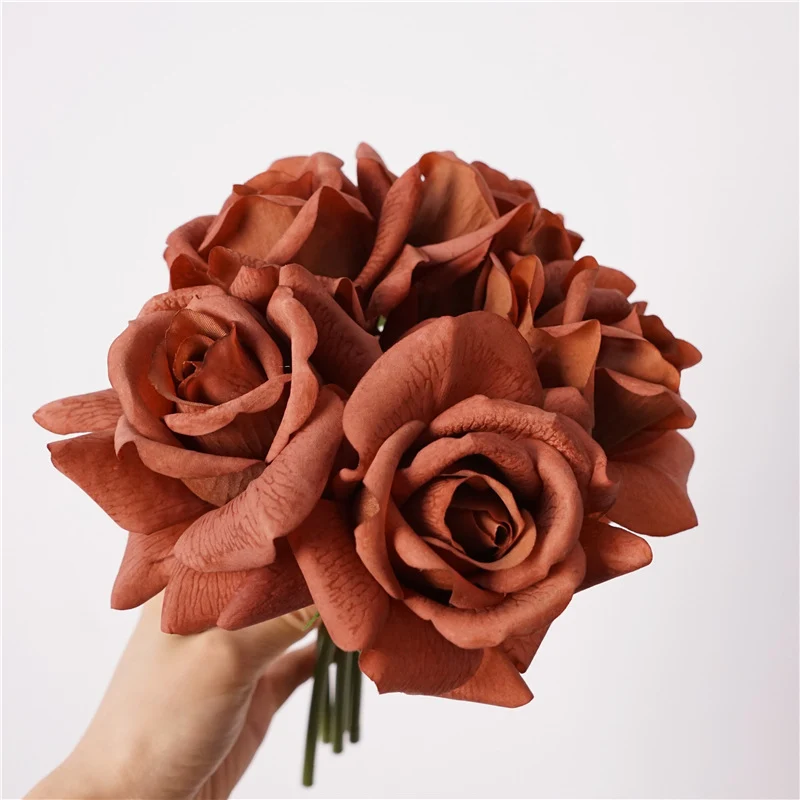25 cm Feuchtigkeitsspürende künstliche Rosen – Blumenstrauß für Hochzeitsdekoration & Heimdekoration