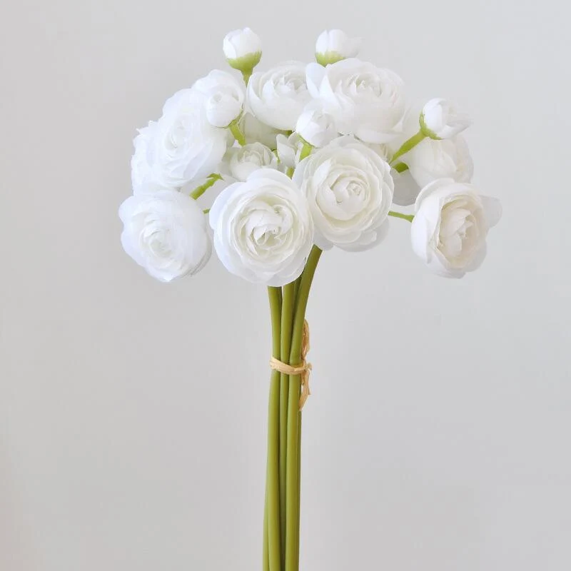 6 Stück Ranunkeln Kunstblumen – Seidige Fake Ranunkeln im Bulk, falsche Blumen als Füller für DIY Brautsträuße & Hochzeitsdeko
